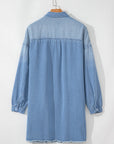 Journee Medium Washed Denim Shirt Dress