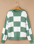 Checker Bishop Sleeve Sweater