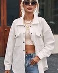 Rosalie Textured Flap Pocket Buttoned Shacket