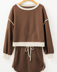 Colorblock Long Sleeve Top and Skort Set