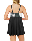 Black and White Cow Hide Swim Dress & Shorts Set