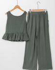 Teresa Ribbed Ruffle Tank Top and Pants Set