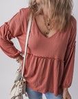 Rowan Textured Frilled Trim Puff Sleeve Blouse