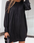 Rowan Solid Bishop Sleeve Pleated Mini Dress