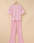 Arabella Acid Wash Star Patched Rolled Trim Pants Set