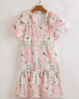 Madalyn Floral Contrast Edge Layered Short Sleeve Mini Dress