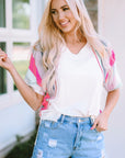 Marie Patchwork V Neck Shirt