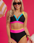 Itzel Drawstring Side V Neck High Waist Bikini Set