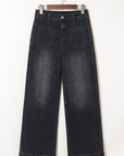 Denim Patch Pocket Wide Leg Jeans