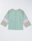 Emilia Plaid Floral Peace Heart Long Sleeve Top