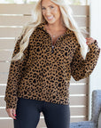 Leopard Quarter-Zip Drop Shoulder Sweatshirt