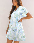 Madalyn Floral Contrast Edge Layered Short Sleeve Mini Dress
