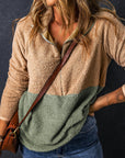 Melissa Two Tones Color Block Half Zip Fleece Sweatshirt