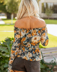 Floral Off Shoulder Bell Sleeve Peplum Top