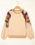 Logan Aztec Patchwork Raglan Pullover Sweatshirt