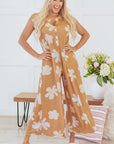 Laura Sleeveless Button up Wide Leg Loose Jumpsuit