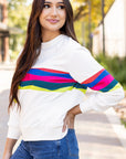 Alora Striped Accent Long Sleeve Top