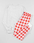 Christmas Santa Top and Plaid Pants Lounge Set