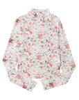 Floral Print Mesh Mock Neck Top