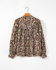 Leopard Balloon Sleeve Button-Up Shirt