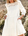 Whitley Floral Lace Patchwork Tiered Mini Dress
