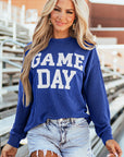 GAME DAY Textured Long Sleeve Crewneck Top