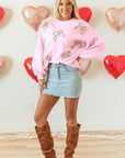 Bow Embroidered Lantern Sleeve Sweatshirt