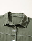 Denim Button-Up Patch Pocket Collared Jacket