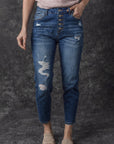 Bailee Distressed Button Fly High Waist Jeans