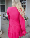 Lyra Crochet V Neck Long Sleeve Mini Dress