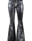 Metallic Bell Bottom Jean in Black- Inseam 30