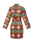 Old Aztec Women's Long Sleeve Belted Satin Feel Dressing Lounge Robe