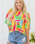 Angel Abstract Half Sleeve Blouse
