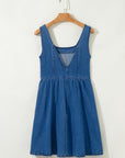 Emily Square Neck Bowknot A-line Denim Dress