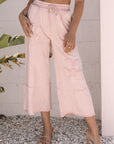 Gabriella Mineral Washed Terry Knit Cropped Wide Leg Pants