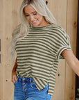 Abby Stripe Textured Side Slits Top