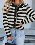 Stripe Buttoned Cardigan Sweater