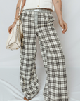 Plaid Patchwork Wide Leg Pants