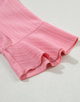 Capri Ruffled Half Sleeve V Neck Textured Top