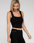 Cotton Square Neck Cropped Cami Top