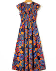 Kamari Boho Floral V Neck Ruffle Tiered Long Dress