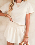 Cropped Tee and Ruffle High Waist Skort Set