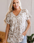 Karter Floral V Neck Short Sleeve Loose Fit Blouse