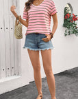 Stripe V-Neck Short Sleeve T-Shirt