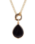 Abby Black Onyx Golden Bronze Drop Necklace