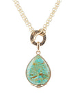 Abby Blue Turquoise and Golden Bronze Pendant Necklace