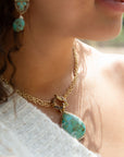 Abby Blue Turquoise and Golden Bronze Pendant Necklace