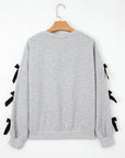 Bow Applique Drop Sleeve Round Neck Sweatshirt