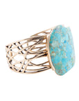 Abstract Blue Turquoise Golden Statement Cuff