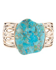 Abstract Blue Turquoise Golden Statement Cuff